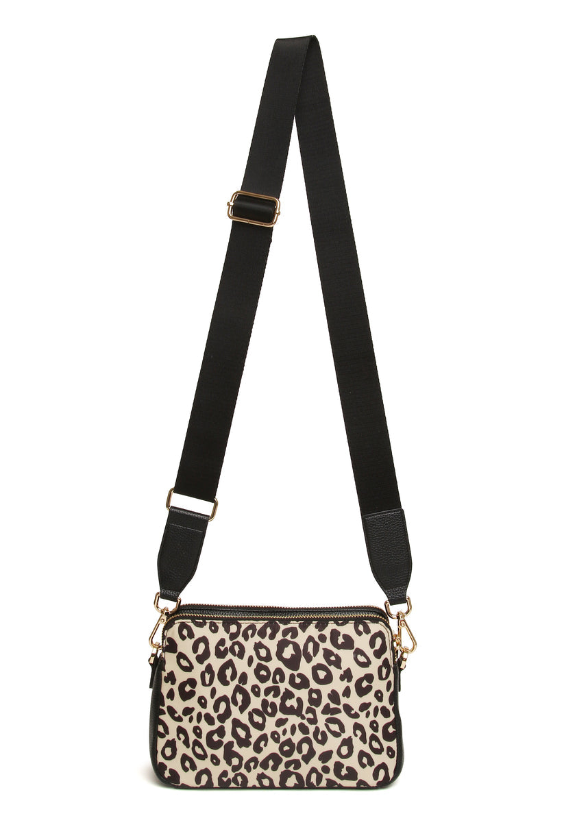 Alice Wheeler Dual Double Zip Crossbody Bag Leopard