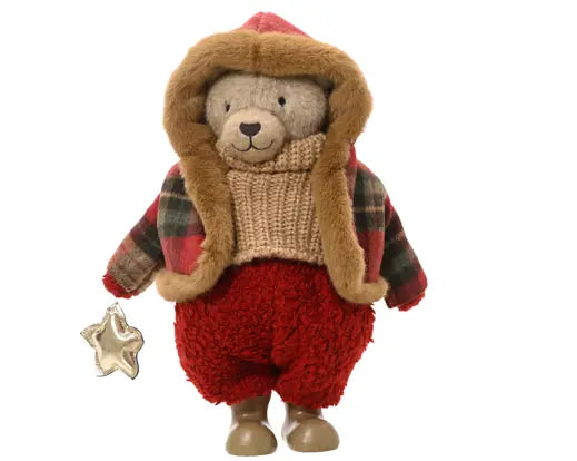 Decoris Standing Plush Bear with Star 30cm x 20cm x 40cm