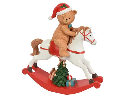 Decoris Rocking Horse With Bear Ornament 27.5cm x 9cm x 30cm