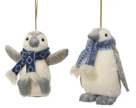 Decoris Plush Penguin with Scarf Hanging Decoration 13cm Single Assorted