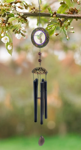 Panacea Glass Hummingbird Wind Chime 81cm