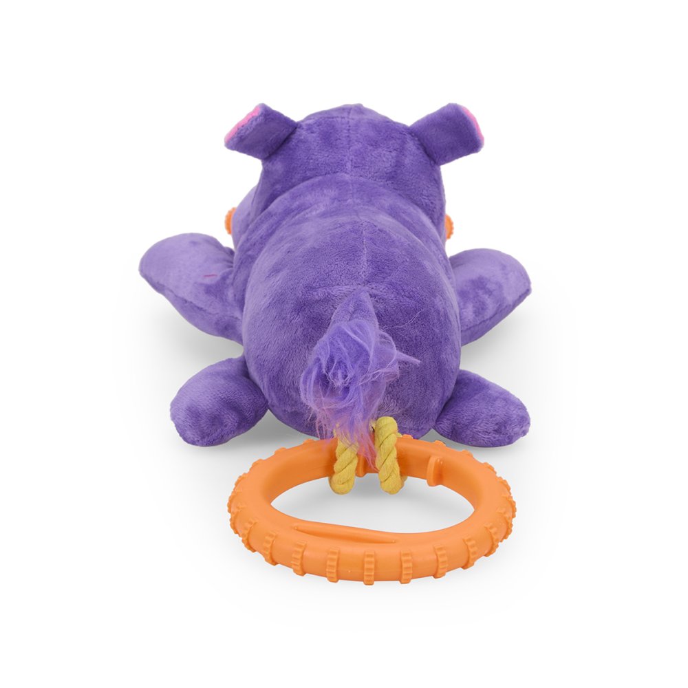 Petface Buddies Hippo Tugger Plush And Rubber Dog Toy