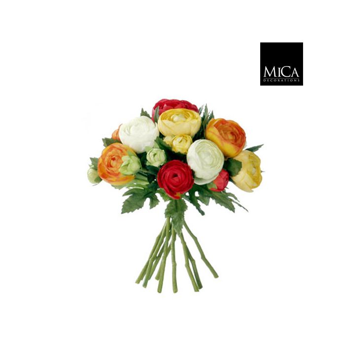 Mica Faux Bouquet Ranunculus Orange 22cm