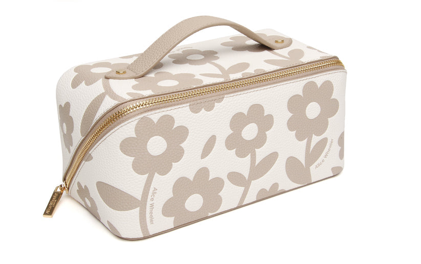 Alice Wheeler Floral Train Case Stone