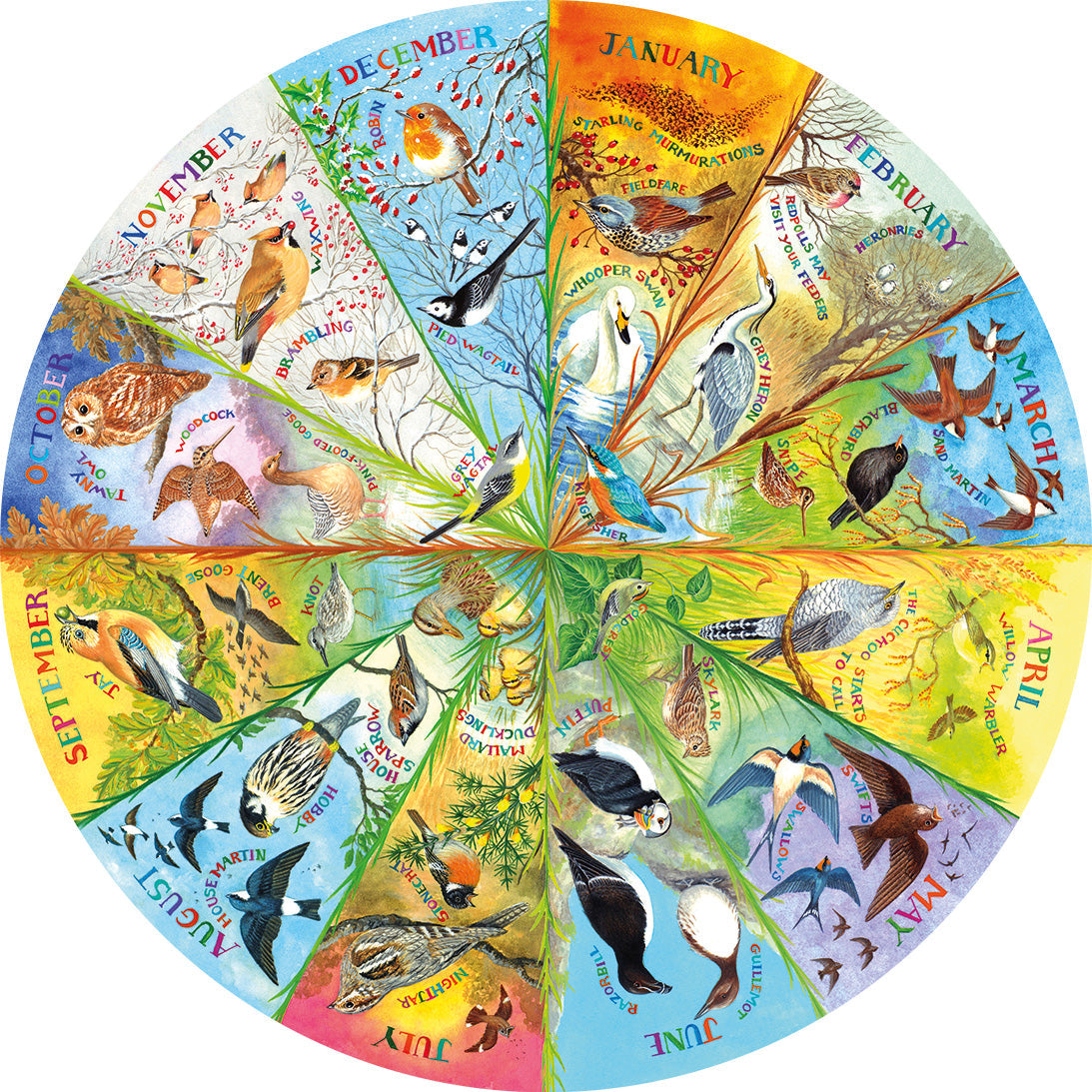 Gibsons RSPB: Birds of the Year 500 Piece Circular Jigsaw Puzzle