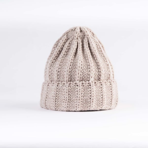 Aran Fisherman Lined Beanie - Oatmeal