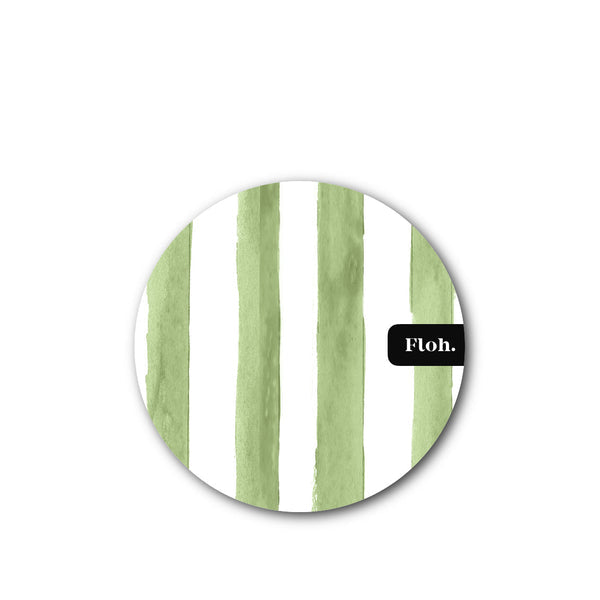 Toasted Crumpet Olive (Stripes) Round Coaster