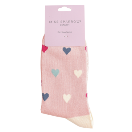 Miss Sparrow Multi Hearts Socks Dusky Pink