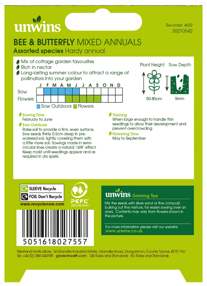 Nature's Haven Bee and Butterfly Mixed Annuals Seeds
