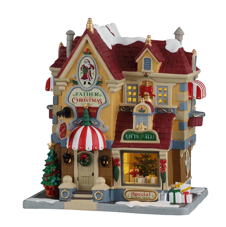 Lemax Father Christmas Gift Shop With UK Adaptor 65562-UK