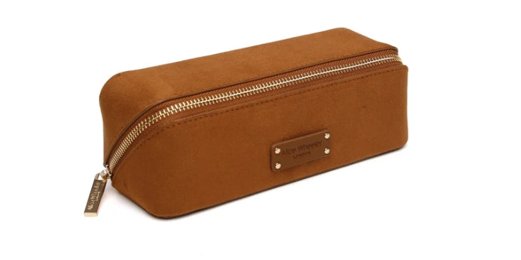 Alice Wheeler Kensington Suede Small Train Case Fudge