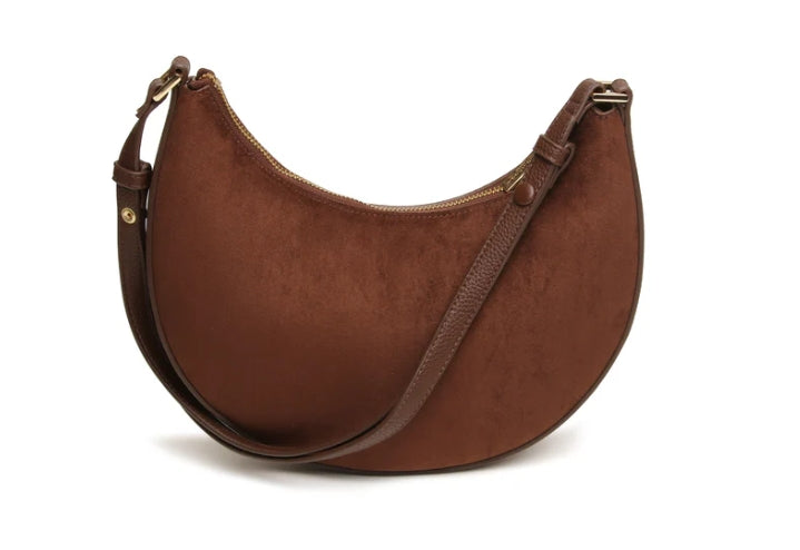 Alice Wheeler Kensington Suedette Shoulder & Crossbody Bag Chocolate