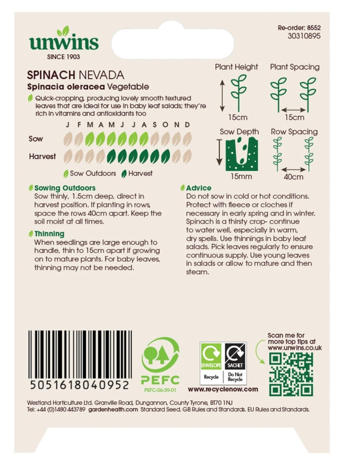 Unwins Spinach Nevada Seeds