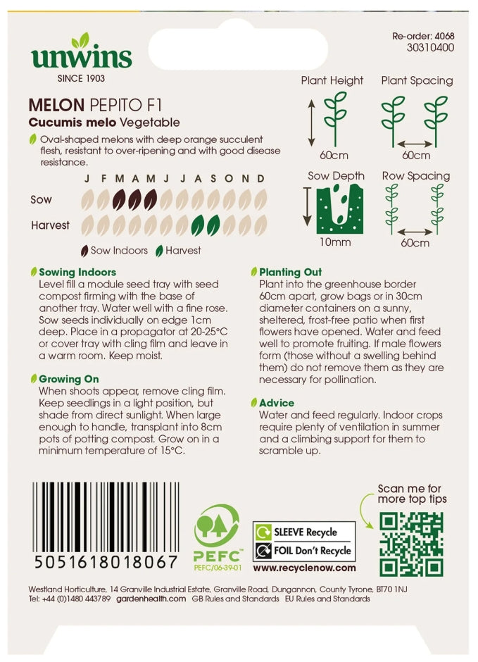 Unwins Melon Pepito F1 Seeds