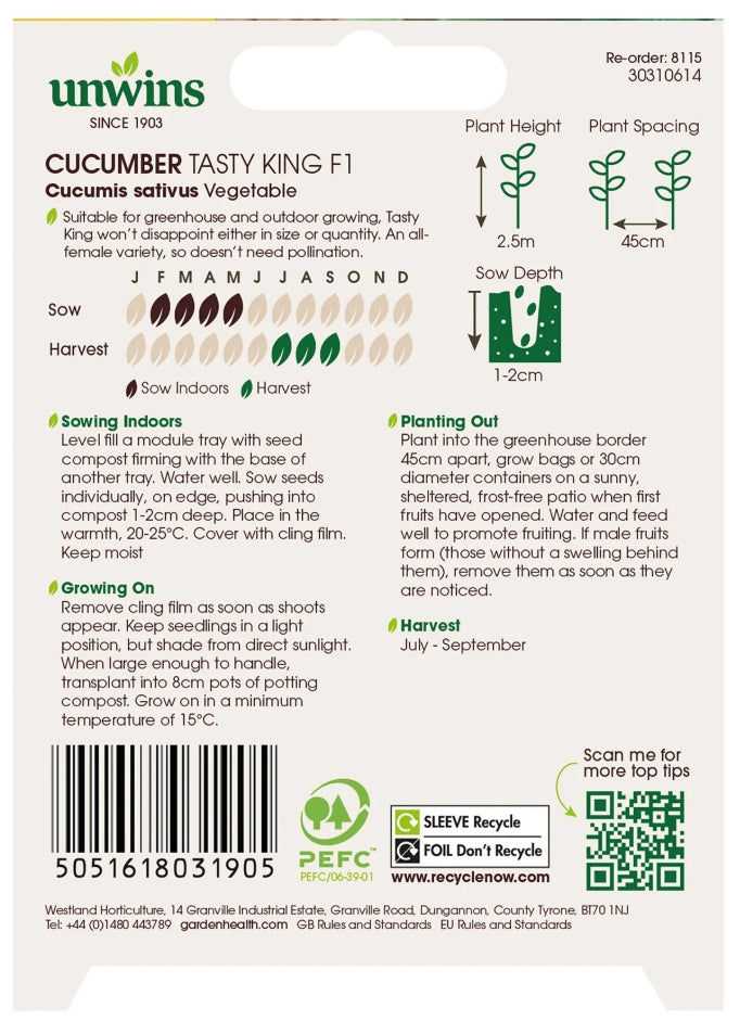 Unwins Cucumber Tasty King F1 Seeds