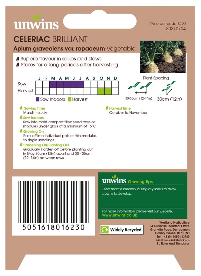 Unwins Celeriac Brilliant Seeds
