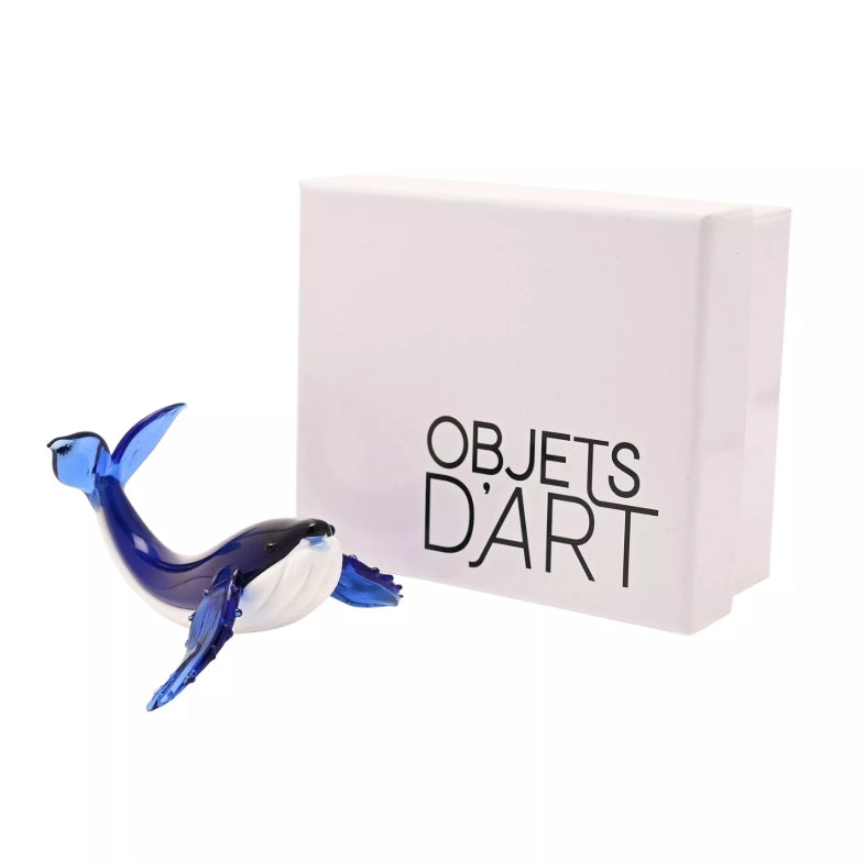 Objets D'art Miniature Glass Figurine - Whale