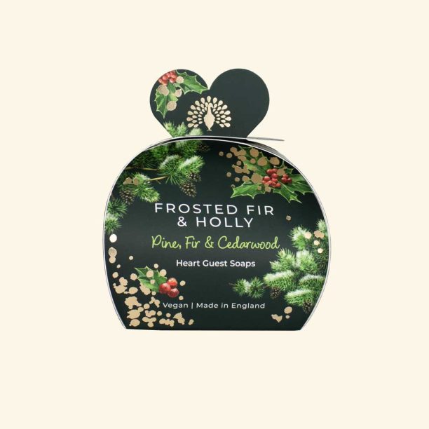 The English Soap Company Christmas Tidings Frosted Fir and Holly Heart Guest Soaps