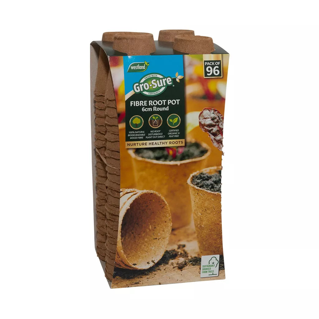 Gro-Sure Round Fibre Pots 6cm Pack of - 96