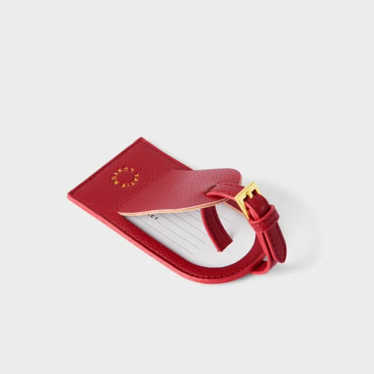 Katie Loxton Sentiment Luggage Tag Vacay Love Laughter Garnet Red