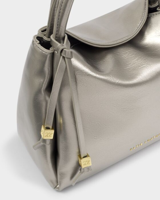 Katie Loxton Nova Patent Crackle Top Handle Bag Pewter