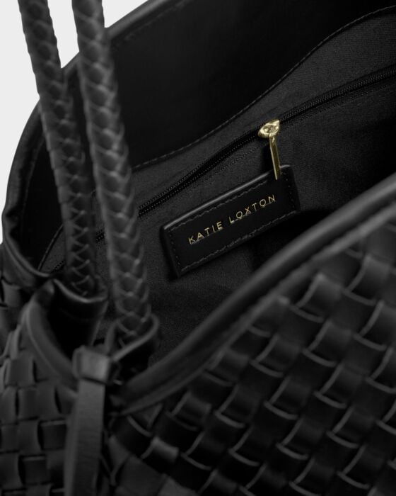 Katie Loxton Nova Hand Woven Large Shoulder Bag Black