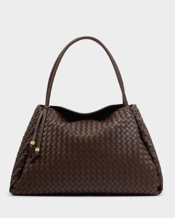 Katie Loxton Nova Hand Woven Large Shoulder Bag Chocolate