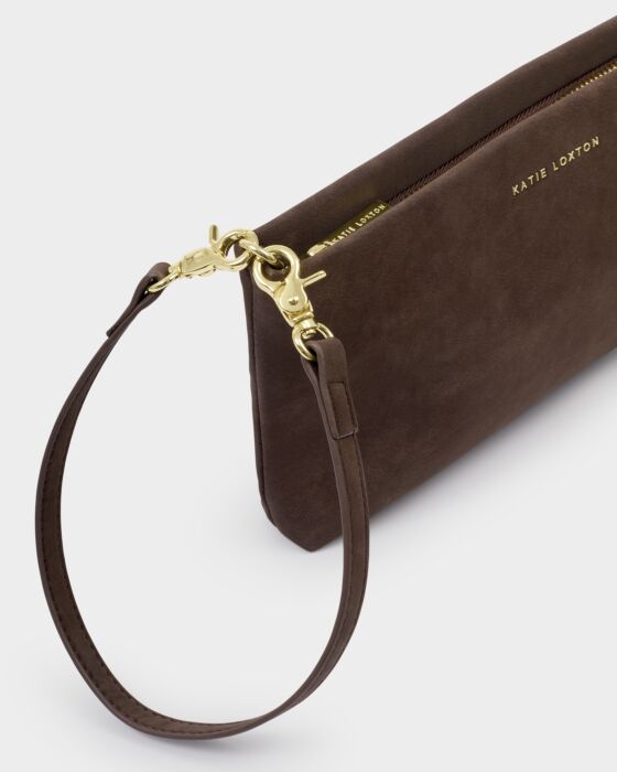 Katie Loxton Cord Small Suedette Shoulder Bag Chocolate