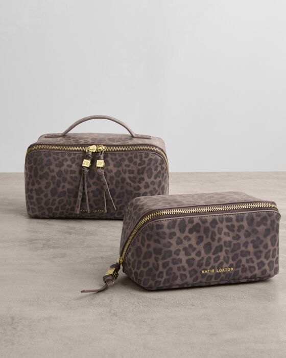 Katie Loxton Soho Medium Make Up / Wash Bag Leopard