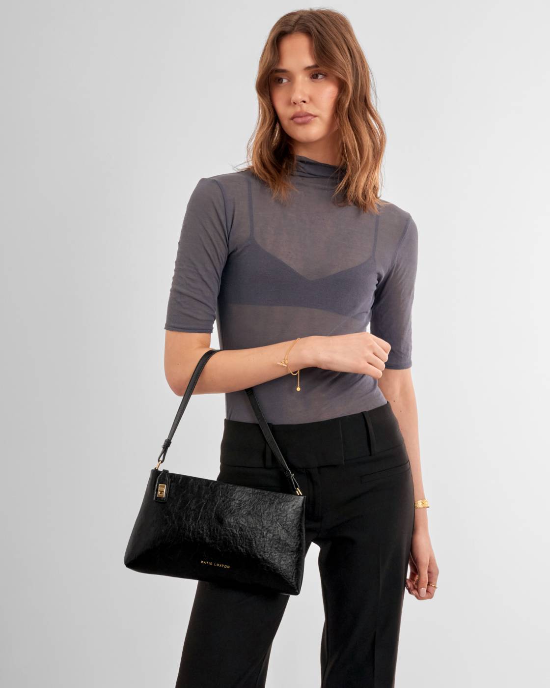 Katie Loxton Orin Twist Lock Small Shoulder Bag Black