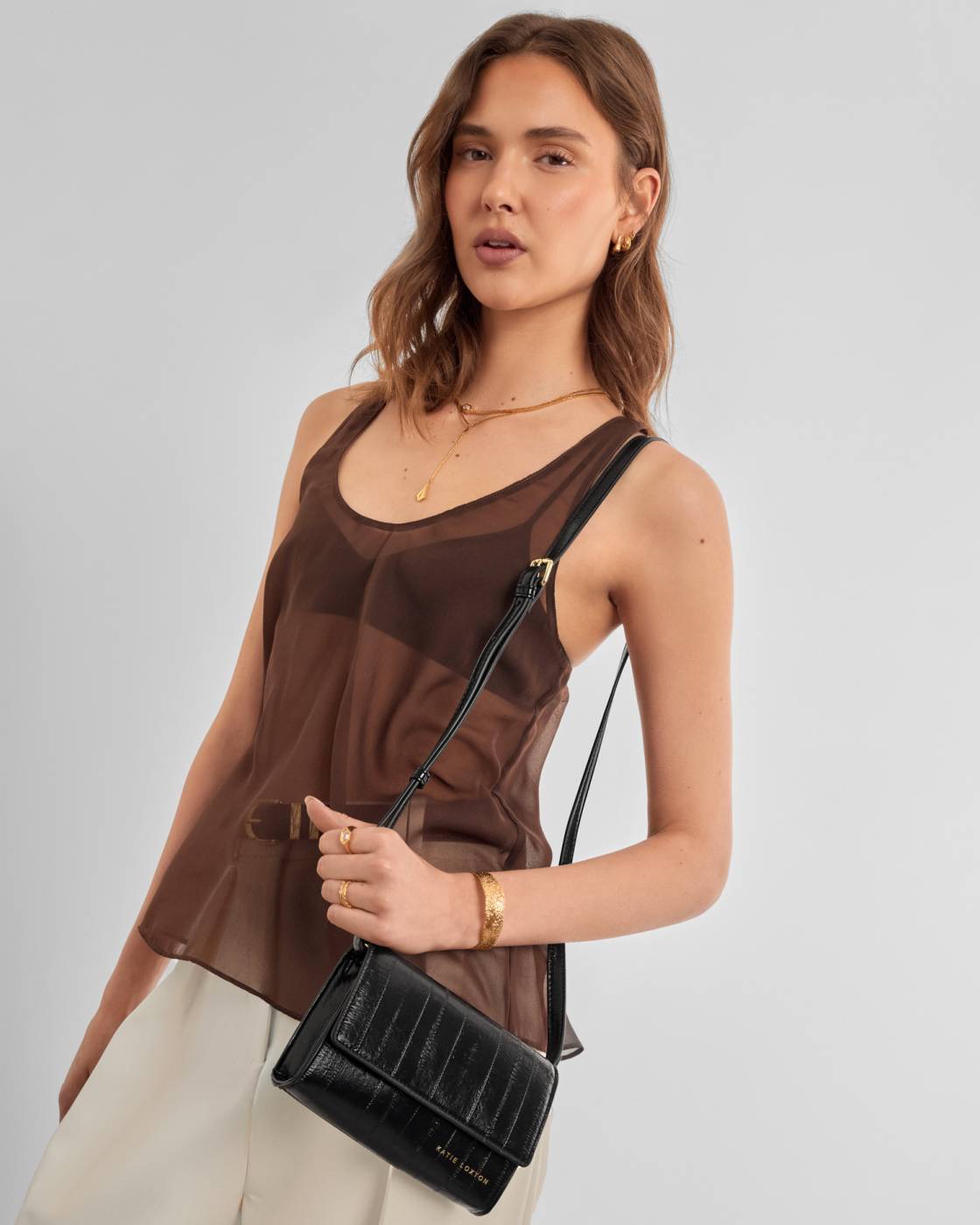 Katie Loxton Lou Crossbody Bag Black Eel