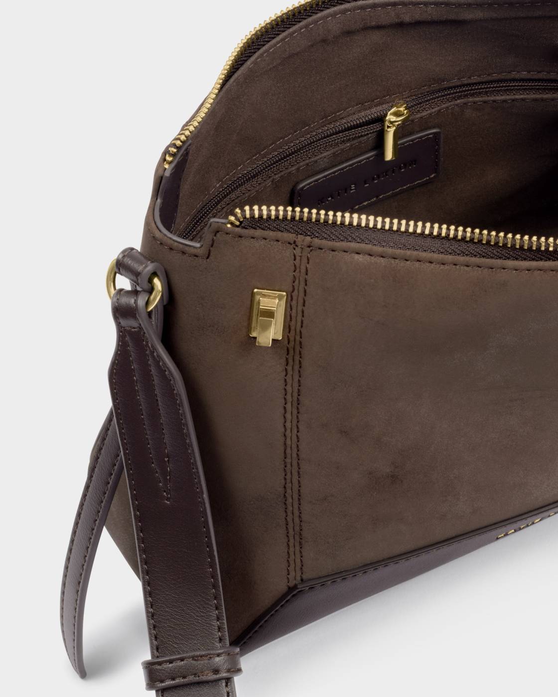 Katie Loxton Charlbury Crossbody Bag Bitter Chocolate Suedette
