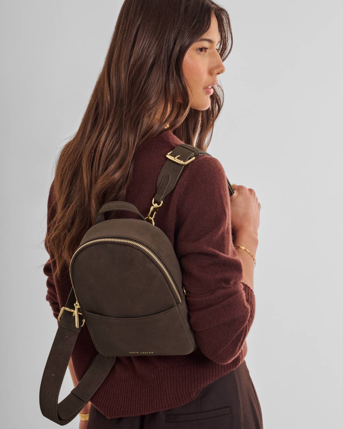 Katie Loxton Mika Small Backpack Bitter Chocolate Suedette