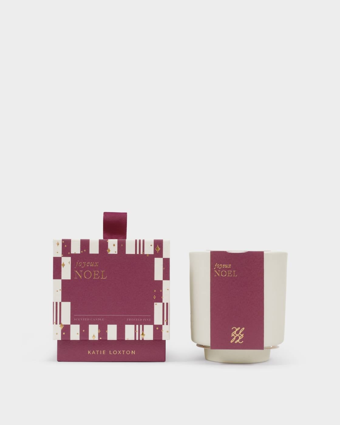 Katie Loxton Ceramic Sentiment Candle Joyeux Noel Frosted Pine And Cedarwood