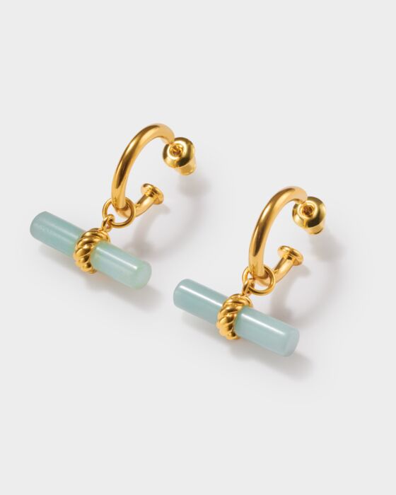 Katie Loxton Azura Waterproof Gold T-Bar Hoop Earrings