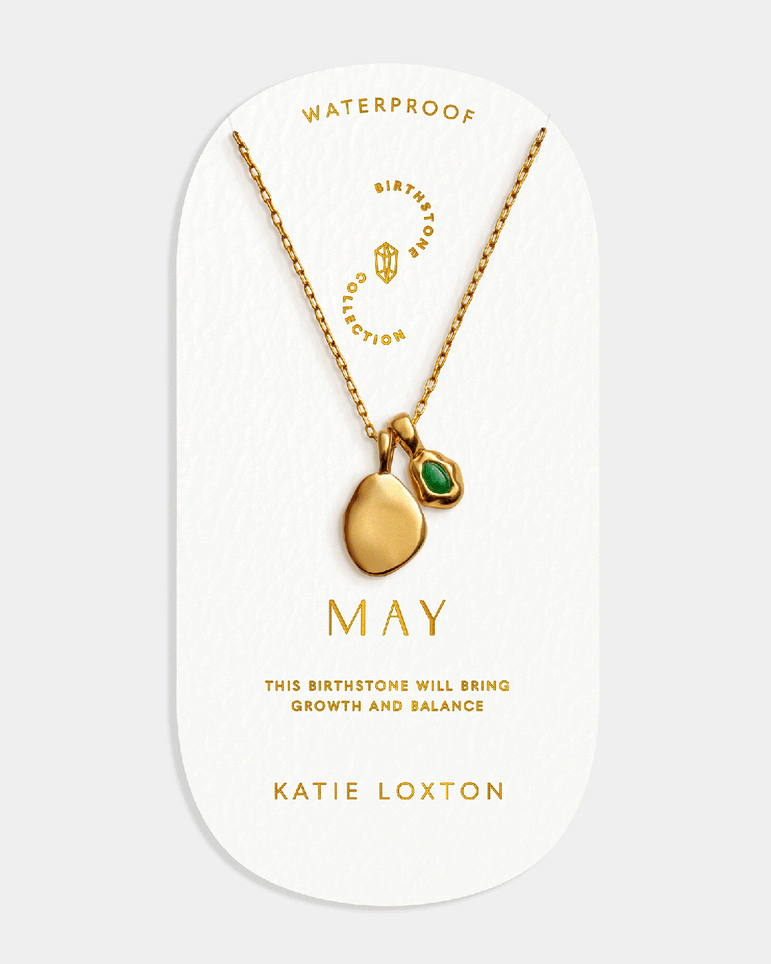 Katie Loxton Birthstone Necklace May Green Agate
