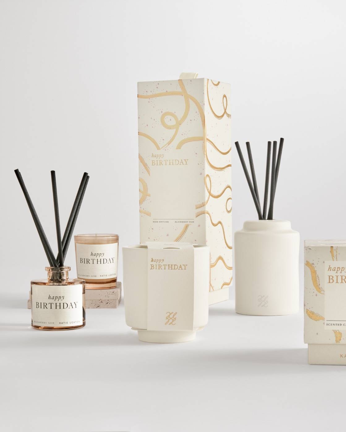 Katie Loxton Ceramic Sentiment Reed Diffuser Happy Birthday Blackberry Noir