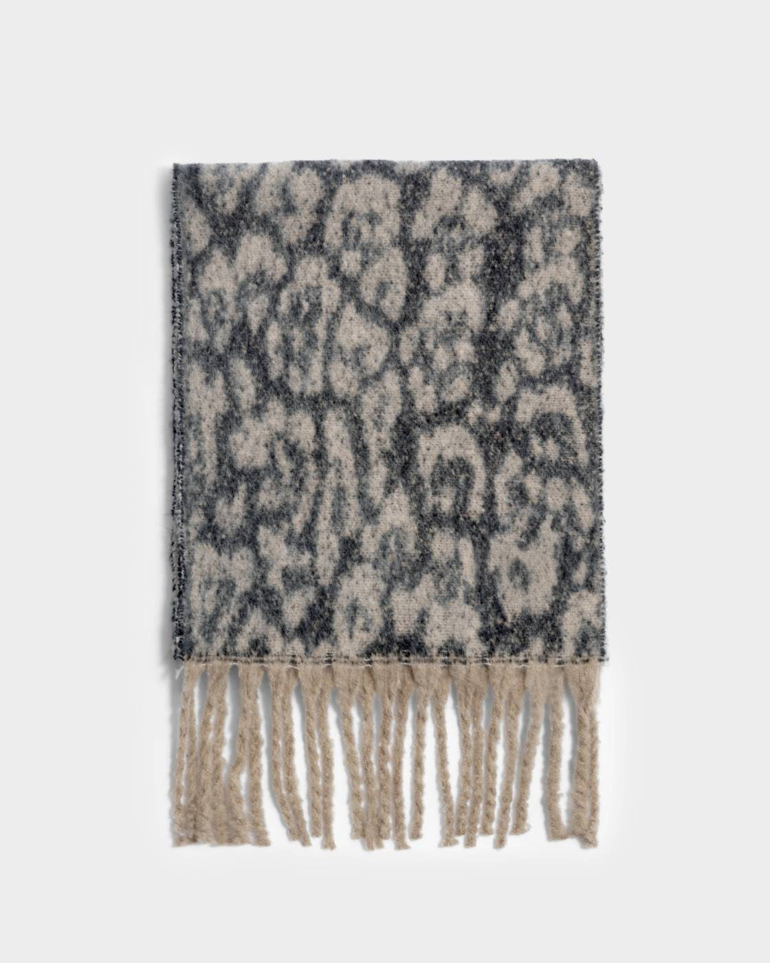 Katie Loxton Recycled Checked Tassel Scarf Taupe/Chocolate Animal