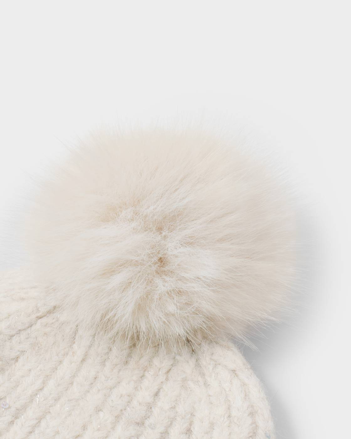 Katie Loxton Sequin Soft Knit Hat Creme