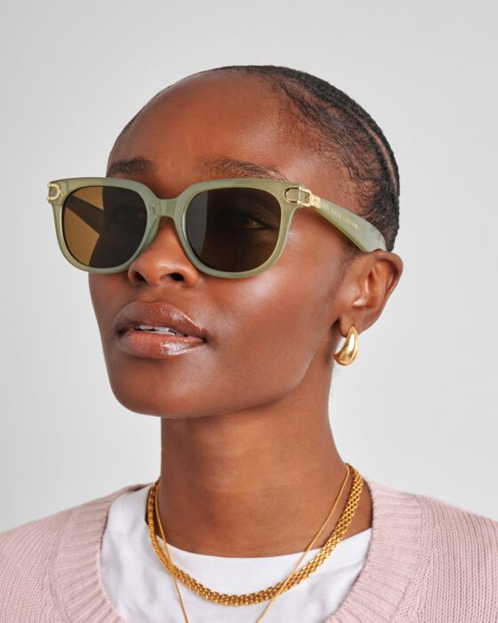 Katie Loxton Manhattan Sunglasses Frosted Green Transparent