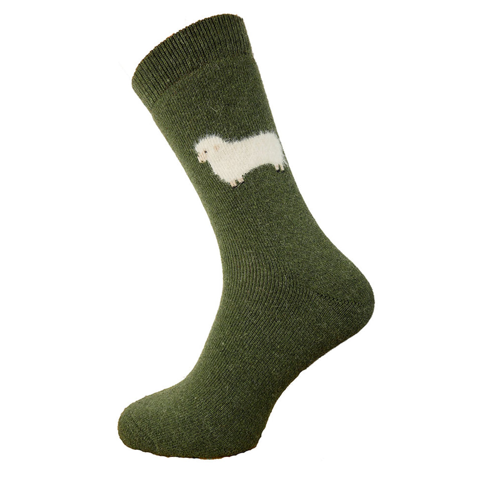 Gemjar Green Wool Socks With Fluffy Sheep
